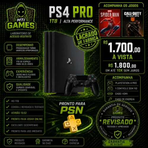 PS4 PRO 1TB LACRADO DE FABRICA em 10x sem juros