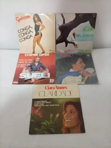 5 Compacto Vinil de Cantoras Brasileiras anos 70