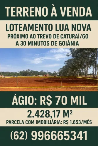 Loteamento Chácara 2.428,17 m2 - Parcela com a imobiliária 30 min de Goiânia