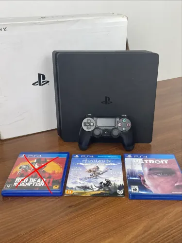PS4 Slim 1TB + 2 Jogos Detroit + Horizon + Garantia - Na Caixa