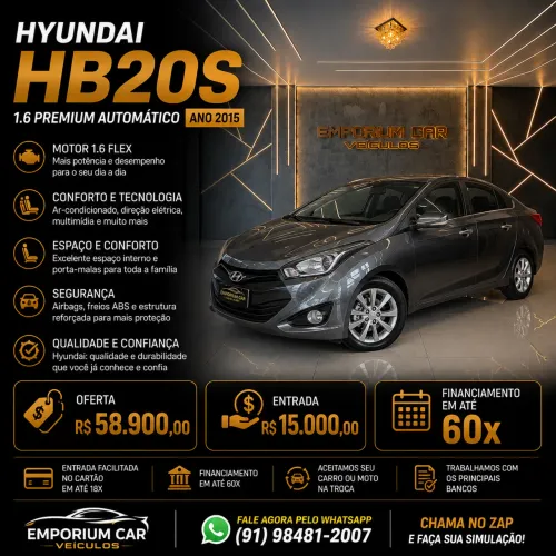 Hyundai HB20S Premium 1.6 Flex 16V Aut. 4P 2015