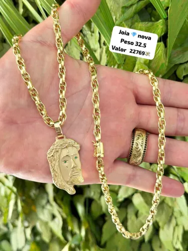 Corrente de ouro 18k 32.5g Baguete Nova | Certificado de garantia