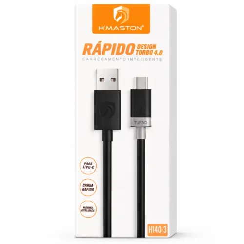 Cabo USB Type-C H?Maston H140-3 Turno 4.0 Carregamento Rápido e Dados 1 Metro pode retirar