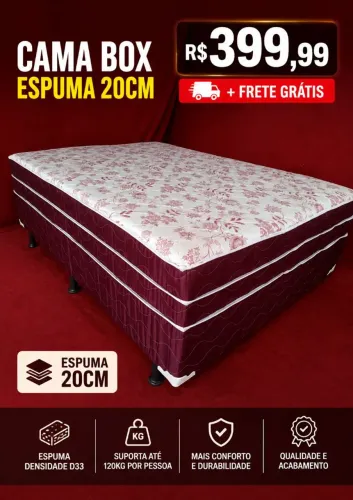 Cama box casal - Frete grátis ( Espuma 20cm celada )
