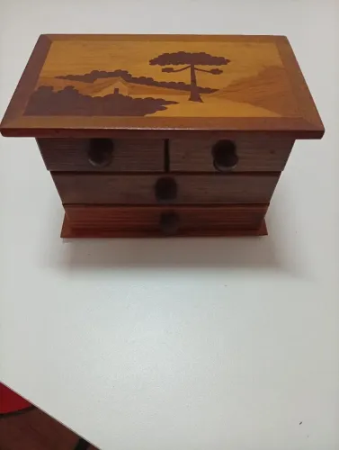 Porta jóias antigo jacarandá 17x12x10cm