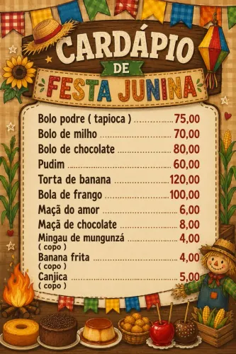 Cardápio junino