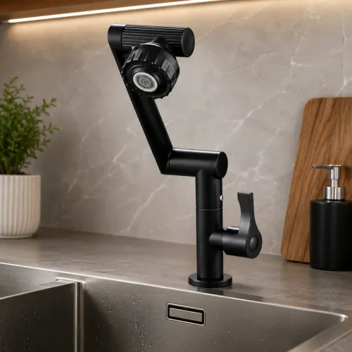 kit 2 Torneira 360 ° Giratória Com Braço Robótico Para Cozinha E Banheiro