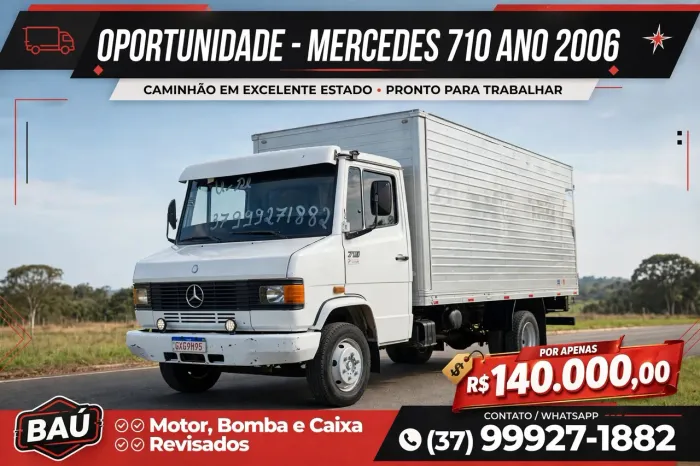 Mercedes-Benz 710 Ano 2006 Baú - Motor, Bomba e Caixa Revisados