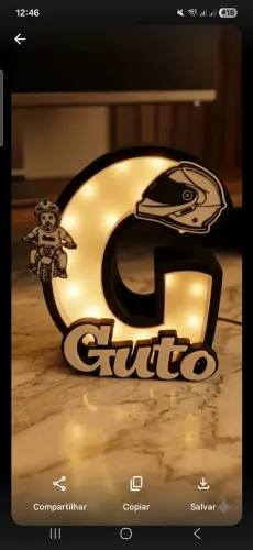Luminária de LED Personalizada - Inicial + Nome + Tema escolhido(Impressão 3D)