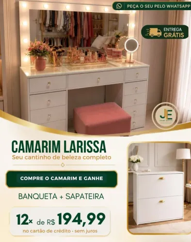 Camarim Larissa,com banqueta e sapateira de brinde