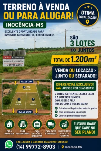 Área de 1200mts em Inocencia-MS
