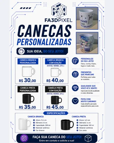 Caneca Personalizada de Cerâmica (Branca)