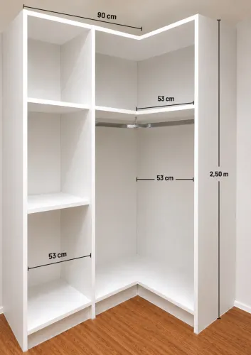 Armário planejado em L para closet