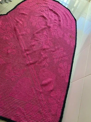 Tapete de Crochê Grande em formato de coração