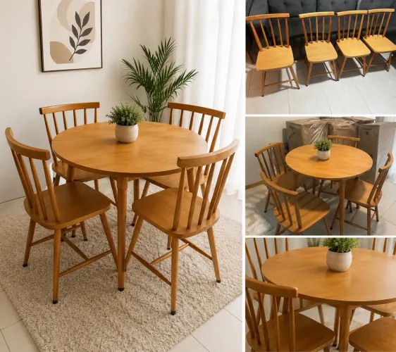 Mesa de Jantar Colonial Brisa 90cm + 4 Cadeiras - Excelente Estado