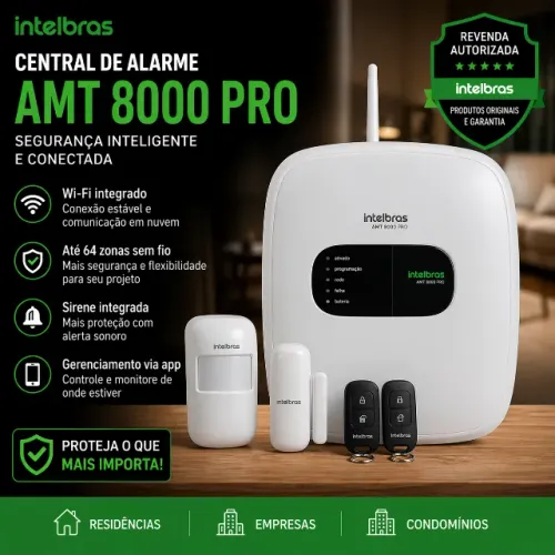 Central de Alarme Intelbras AMT 8000 PRO Wi-Fi Sem Fio