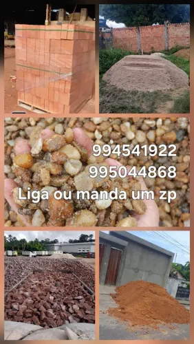 5mt de brita 1.300 1 milheiro de tijolos 950  5mt de seixo japura 1.250  15mt de barro 440