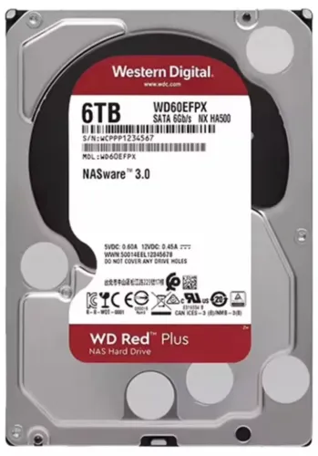 HDD 6TB WD Red WD60EFRX para Armazenamento NAS, Disco Rígido Mecânico de 3.5'', Red PLUS