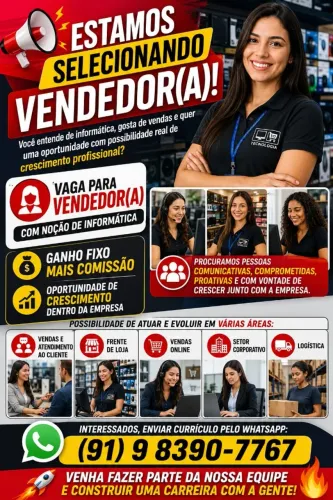 ?OPORTUNIDADE DE EMPREGO PARA DISTRIBUIDORA DE TECNOLOGIA ?