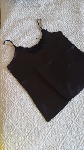 BLUSINHA FEMININA PRETA ACETINADA
