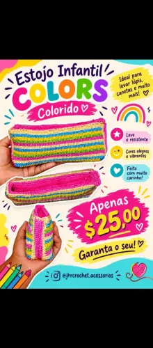 Estojo infantil colors em crochê