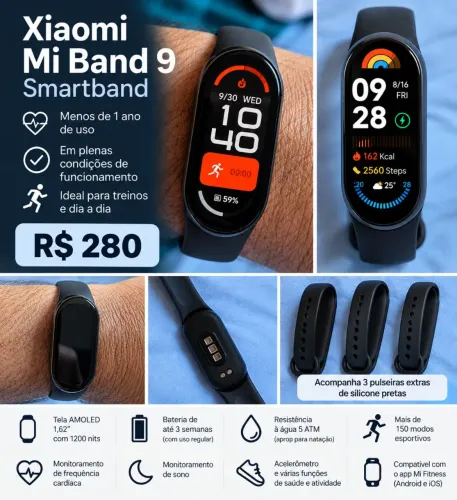 Xiaomi 9 smart band - menos de 1 ano
