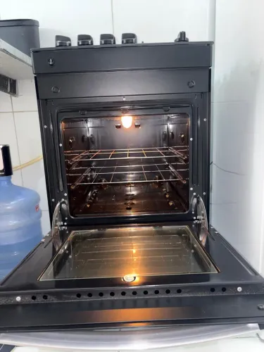 Fogão 4 Bocas Atlas Preto Mesa Vidro Glass Agile UP