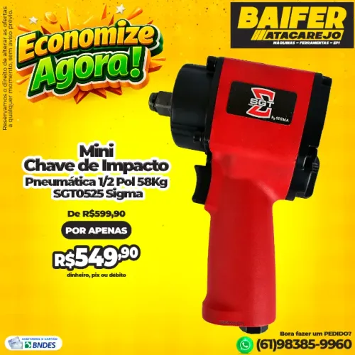 Mini Chave de Impacto Pneumática 1/2 Pol 58Kg SGT0525 Sigma