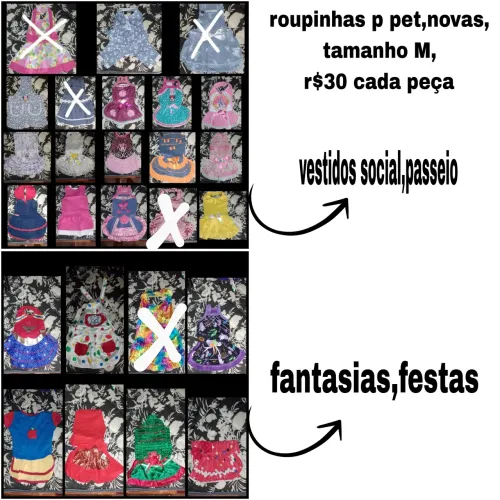 Roupinhas e fantasias para pet fêmea novos r$30 cada uma