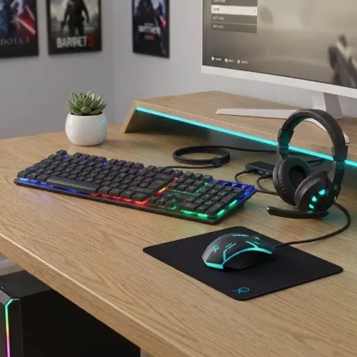 Kit Gamer OX Loot com Headset + Teclado + Mouse 1200DPI + Mousepad Preto