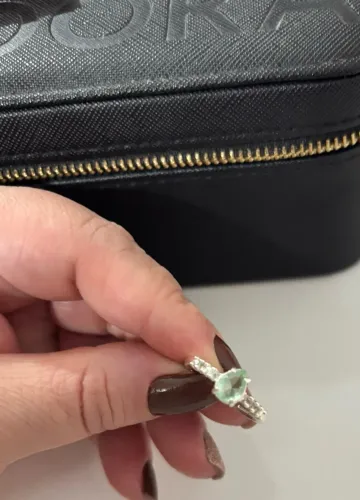 Anel verde água ( Prata 925 ) Aro 19
