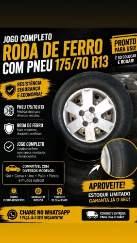 Vendo jogo de rodas de ferro aro 13 com pneu