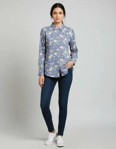 Camisa Floral Feminina manga longa