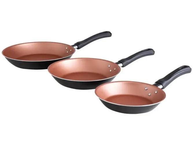 Conjunto de Frigideiras Antiaderente Tramontina de Alumínio Linz Preto e Salmão 3 Peças