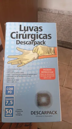Caixa de Luvas Cirúrgicas 50 pares  Descarpack - Tamanho 7,5