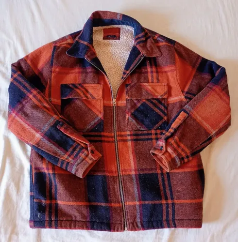 Jaqueta Overshirt de Lã Zara Plaid Lambskin - Holanda <br> (Holanda)