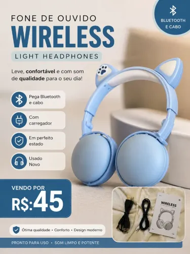 Fone gatinho wireless