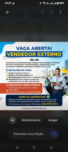 Vaga de vendedor externo