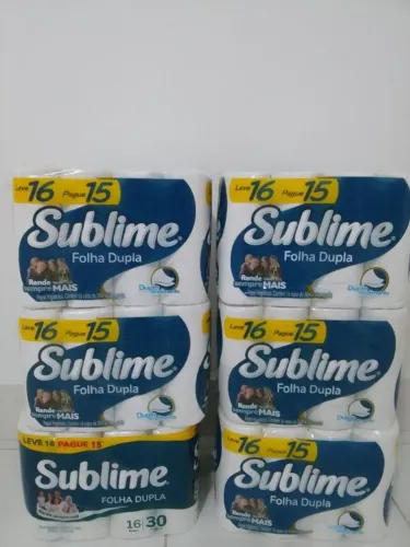 Papel Higiênico SUBLIME FOLHA DUPLA 6 PACOTES DE 16 ROLOS