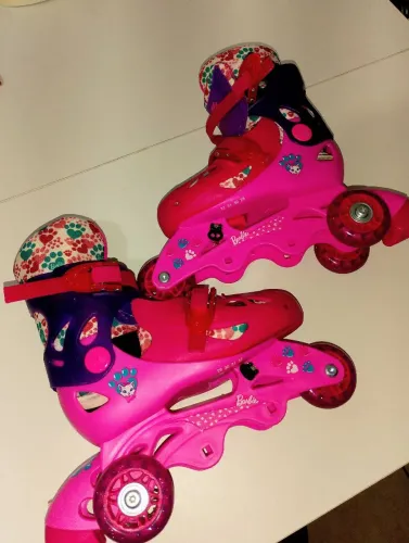 Patins Barbie 3 rodas - ajustável rosa
