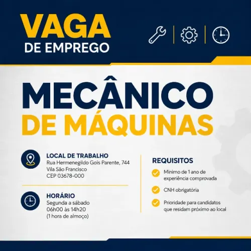 VAGA PARA MECÂNICO DE MÁQUINAS - ZL