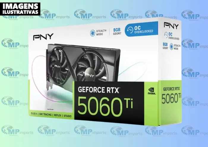 Loja MP Imports: Placa de Vídeo PNY RTX 5060 Ti OC NVIDIA Geforce, 8GB GDDR7, Dual-Fan
