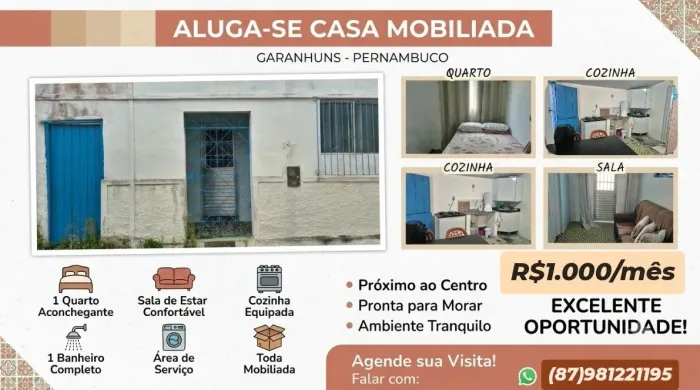 Casa mobiliada no centro - alugo por 1 mês