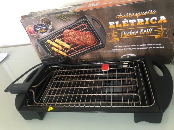 FISCHER CHURRASQUEIRA ELÉTRICA PORTÁTIL GRILL PRETA 127V