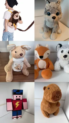 Lote 7 peças de Brinquedo e Pelúcias