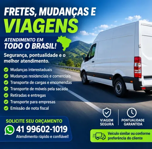 Frete com Van Grande 3 Paletes / Fazemos Todos Estados