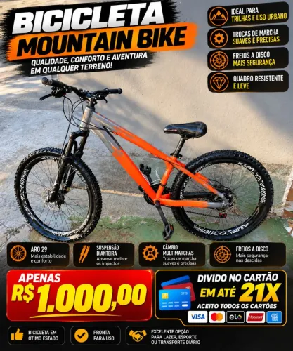 Bicicleta Jinson Mountain Bike 21x no cartão 