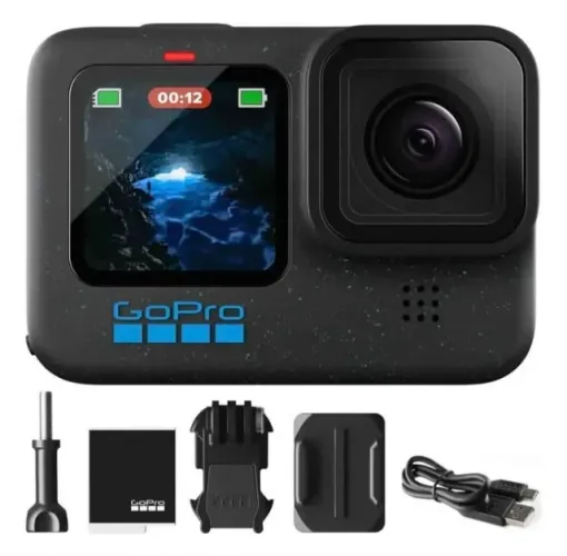 GoPro Hero 12 Black seminova + 2 baterias originais + kit acessórios