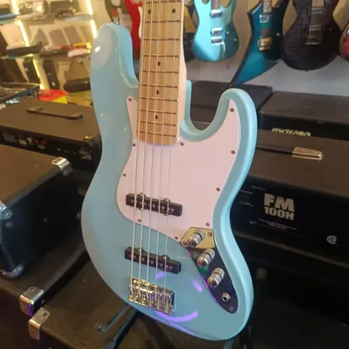 Contra Baixo 5 Cordas Azul Claro Estilo Billy Sheehan + Bag