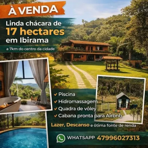 Chácara Completa em Ibirama-SC | 3 Casas, Piscina, Pomar e Potencial de Renda com Airbnb
